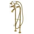 Kingston Brass 3 Handle Floor Mounted Clawfoot Tub Faucet w/ Handshower | 33 H x 6 W in | Wayfair CCK266PXK7