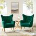 Wingback Chair - Etta Avenue™ Avianna 29.25" Wide Tufted Wingback Chair Wood/Polyester/Velvet/Metal in Green | 36.5 H x 29.25 W x 27.5 D in | Wayfair