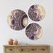 East Urban Home Designart 'Purple Fractal Pattern w/ Circles' Abstract Wall Art Set Of 3 Circles in Brown/Indigo | 34 H x 44 W x 1 D in | Wayfair