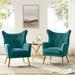 Wingback Chair - Etta Avenue™ Avianna 29.25" Wide Tufted Wingback Chair Wood/Polyester/Velvet/Metal in Blue | 36.5 H x 29.25 W x 27.5 D in | Wayfair