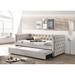 Romona Full Daybed & Twin Trundle Beige Fabric 86"L x 58"W x 34"H