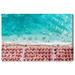 Oliver Gal Paradise Beach Umbrellas - Graphic Art Canvas in Blue/Red/White | 16 H x 24 W x 1.5 D in | Wayfair 40680_24x16_CANV_XHD