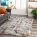 Abaca 5'3" x 7'3" Modern Contemporary Bohemian Abstract Blue/Brown/Cream/Dusty Coral/Gray/Light Beige/Dark Red/Peach Area Rug - Hauteloom