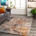 Santoy 4'3" x 5'7" Modern Contemporary Bohemian Abstract Blue/Brown/Cream/Dusty Coral/Gray/Light Beige/Peach/Dark Red Area Rug - Hauteloom