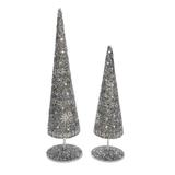The Holiday Aisle® 2 Piece Enchanted Christmas Tabletop Tree Set Metal in Gray | 19.1 H x 3.75 W x 3.75 D in | Wayfair