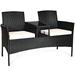 Wicker Patio Conversation Furniture Set with Removable Cushions and Table - 54.5" x 24.0" x 33" (L x W x H)