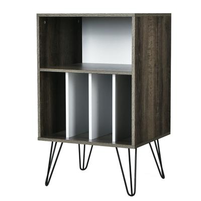 Freestanding Record Player Stand Record Storage Cabinet with Metal Legs - 21" x 18.5" x 34" (L x W x H)