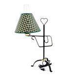 Wrought Iron Table Desk Lamp Heart Throb Design with Green Checkered Shade 24.5" H Renovators Supply