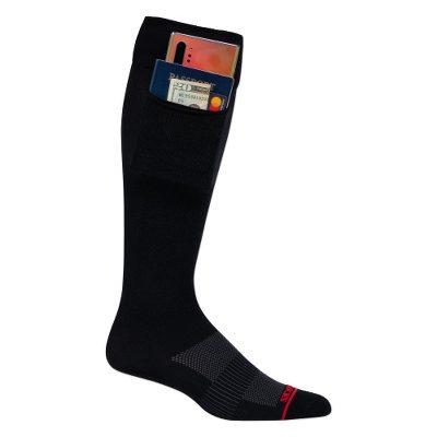 Travel Safe,'Unisex Black Compression Socks with Passport Pocket'