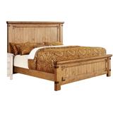 Wooden Eastern King Bed with Panel Headboard with Corner Accents, Brown