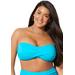Plus Size Women's Valentine Ruched Bandeau Bikini Top by Swimsuits For All in Crystal Blue (Size 14)