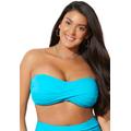 Plus Size Women's Valentine Ruched Bandeau Bikini Top by Swimsuits For All in Crystal Blue (Size 10)