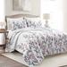 Mirabelle Watercolor Floral Reversible Quilt Blue/Coral 3Pc Set Full/Queen - Lush Decor 21T010470