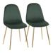 Pebble Contemporary Chair in Gold Steel and Green Velvet by LumiSource - Set of 2 - Lumisource CH-PEBBLE AUVGN2