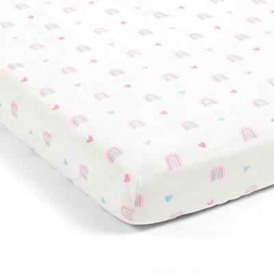 Llama Love Rainbow Soft & Plush Fitted Crib Sheet Pink Single 28X52X9 - Lush Decor 21T010122
