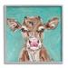 Stupell Industries Pink Nose Cow Adorable Farm Cattle over Turquoise by Molly Susan Strong - Painting Canvas in Brown | Wayfair af-031_gff_24x24