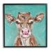 Stupell Industries Pink Nose Cow Adorable Farm Cattle over Turquoise by Molly Susan Strong - Painting Canvas in Brown | Wayfair af-031_fr_17x17