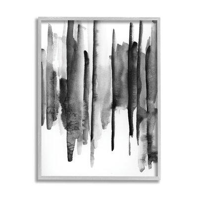 Stupell Industries Vertical Black Ink Strokes Abstract Watercolor Over White Black Framed Giclee Texturized Art By VDK Atelier Canvas | Wayfair