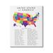 Stupell Industries USA Map State Abbreviations & Capitals Playful Tones by Anna Quach - Textual Art Canvas in White | 48 H x 36 W x 1.5 D in | Wayfair