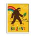 Stupell Industries Whimsical Believe Phrase Happy Smiling Big Foot by Nina Seven - Graphic Art Canvas in Brown/Green | Wayfair af-059_wfr_16x20