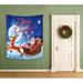 The Holiday Aisle® Polyester Santa Rudolph Merry Christmas Tapestry Polyester in Red/Blue | 51 H x 60 W in | Wayfair