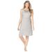Plus Size Women's Short Supportive Gown by Dreams & Co. in Heather Grey Dot (Size L)