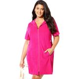 Plus Size Women's Alana Terrycloth Cover Up Hoodie by Swimsuits For All in Bright Berry (Size 18/20)