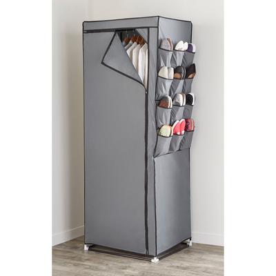 23"D Oversized Single Wardrobe with Shoe Storage by BrylaneHome in Gray