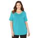 Plus Size Women's Suprema® Pintuck Tee by Catherines in Aqua Blue (Size 1X)