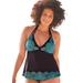 Plus Size Women's Apron Halter Tankini Top by Swimsuits For All in Blue Ombre Lace Print (Size 10)