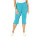 Plus Size Women's Everyday Capri with Sparkle Hem by Catherines in Aqua Blue (Size 4X)