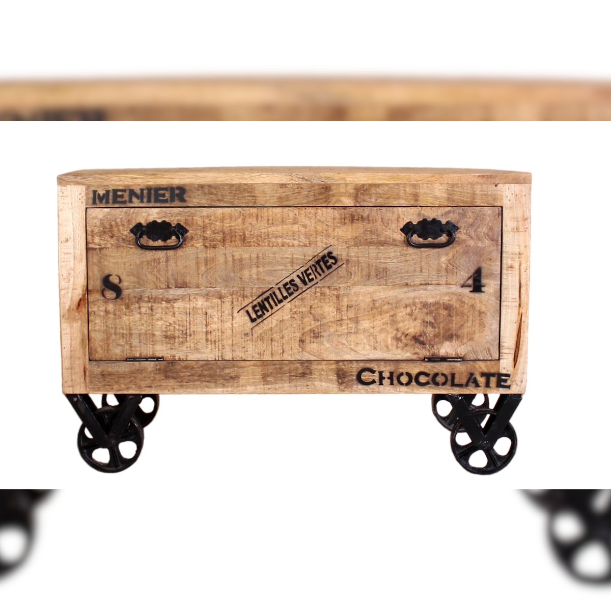 SIT Möbel 3-tlg. Dielen-Set | 1 Schuhschrank, 2 Paneele | Mangoholz natur antik | Beschläge antikschwarz | B 85 x T 40 x H 56 cm | 18000-51 Image