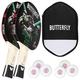 Butterfly Timo Boll 2 x SG11 Table Tennis Bats + Cell Case Table Tennis Cover + 2 x 3*** ITTF R40+ Table Tennis Balls | Table Tennis Bat Set | Table Tennis Hobby Set