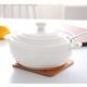 Double Handle White Ceramic Terrine Soup Ceramic Round White Bowl Casserole/Tonepot/Dear Pot/Ceramic Cookware with Lid Heat Resistant, White,1200ml