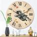 East Urban Home Little Penguin Flying Stars & Planets I Wood Wall Clock Solid Wood in Brown | 16 H x 16 W x 1 D in | Wayfair