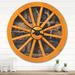 East Urban Home Wagon Wheel Country Wall Clock Solid Wood in Black/Brown/Yellow | 29 H x 29 W x 1 D in | Wayfair 118F385B1E004084827E3AD1D683A6E6