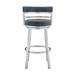 Wade Logan® Deherrera Modern Swivel Stool w/ Footrest in Faux Leather, Metal Base Metal in Gray/White/Blue | 35 H x 18 W x 21 D in | Wayfair