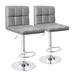 Orren Ellis Renea Swivel Adjustable Height Bar Stool Plastic/Acrylic/Upholstered/Leather in Gray | 15.4 W x 13.38 D in | Wayfair