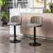 Corrigan Studio® Cardea Adjustable Height Bar Stool Leather/Metal/Faux leather in Gray | 17.7 W x 17.7 D in | Wayfair