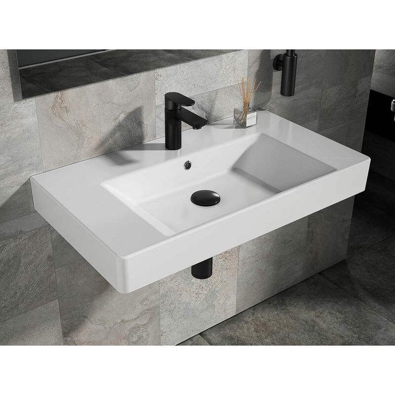 Design Waschbecken aus Keramik Waschtisch Hängewaschbecken KP.80 80 x 45 cm – Aqua Bagno