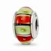 Fancy Bead White Sterling Silver Glass 13.64 mm 7.27 Reflections Orange Red Lt Green Bead