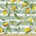 Nature Fabric by the Yard Blooming Lemon Tree on Striped Paintbrush Background Evergreen Art Decorative Upholstery Fabric for Sofas and Home Accents 3 Yards Fern Green Seafoam by Ambesonne