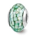 925 Sterling Silver Reflections Green Mother of Pearl Mosaic Bead; for Adults and Teens; for Women and Men