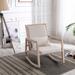 Solid wood linen fabric antique white wash painting rocking chair with removable lumbar pillow