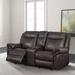 Glider Recliner Loveseat with Leatherette and Flared Padded Arms, Brown