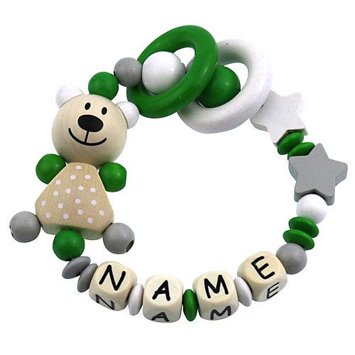 Greifling Teddybär Sterne personalisiert mit Namen grün