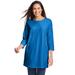 Plus Size Women's Perfect Three-Quarter Sleeve Crewneck Tunic by Woman Within in Bright Cobalt (Size 18/20)