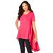 Plus Size Women's Georgette-Back Ultra Femme Tunic by Roaman's in Pink Burst (Size 34/36) Long Shirt