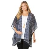 Plus Size Women's Scarf Print Kimono by Catherines in Black And White Print (Size 4X/5X)