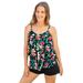 Plus Size Women's Longer-Length Tiered-Ruffle Tankini Top by Swim 365 in Oasis Floral (Size 20)